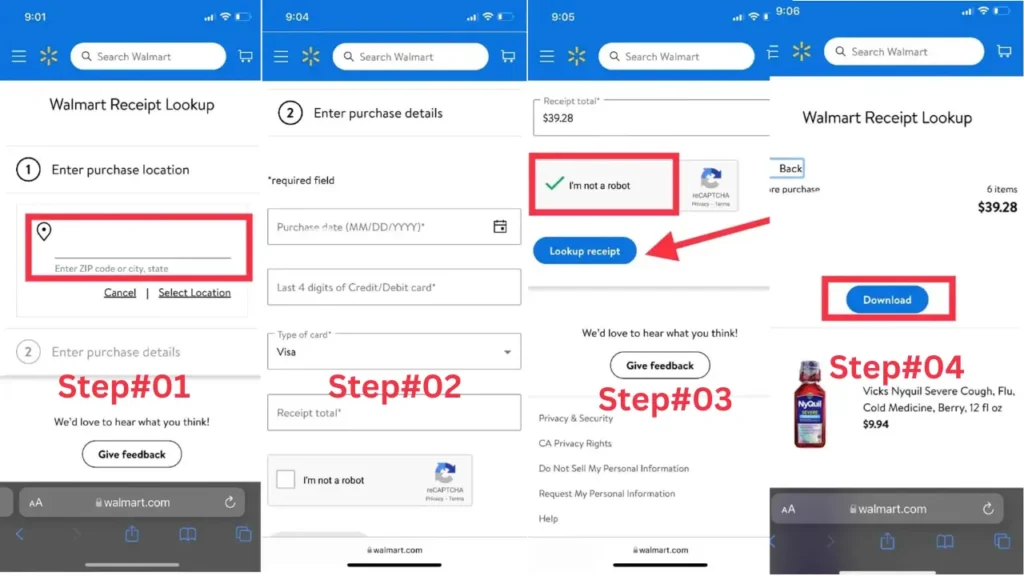 The Walmart Receipt Lookup step by step Process