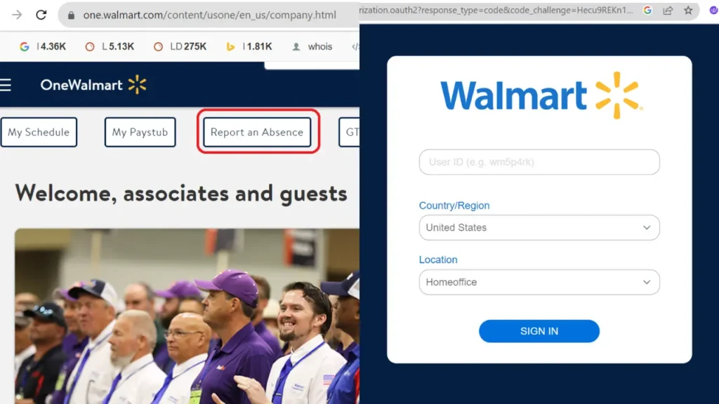 Walmart call out number, Call Out Sick Using OneWalmart Website
