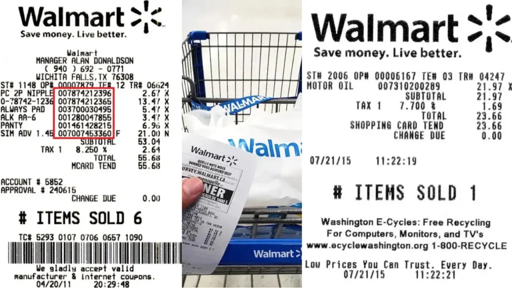 Walmart receipt codes